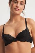 NA-KD Lingerie Satin Lace Edge Bra - Black