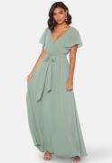 Goddiva Flutter Chiffon Dress Sage Green XS (UK8)