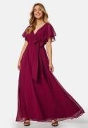 Goddiva Flutter Chiffon Dress Berry S (UK10)