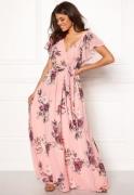 Goddiva Flutter Floral Maxi Dress Peach XXS (UK6)