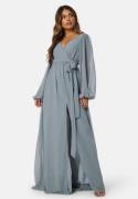 Goddiva Long Sleeve Chiffon Dress Air Force Blue XS (UK8)