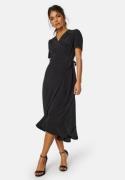 John Zack Short Sleeve Wrap Dress Black M (UK12)