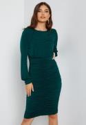 John Zack Long Sleeve Rouched Midi Dress Forest Green XS (UK8)