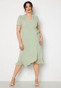 John Zack Curve Short Sleeve Wrap Frill Curve Dress Sage Green 52 (UK2...