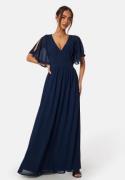 Bubbleroom Occasion Butterfly Sleeve Chiffon Gown Navy 38