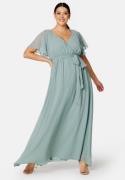 Goddiva Curve Flutter Sleeve Chiffon Maxi Curve Dress Sage Green 46 (U...