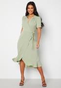 John Zack Short Sleeve Wrap Dress Sage Green M (UK12)