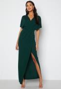 Bubbleroom Occasion Wrap Slit Maxi Dress Dark green 46