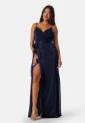 Goddiva Glitter Wrap Front Maxi Dress Navy XL (UK16)