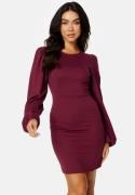 BUBBLEROOM Balloon Sleeve Short Dress Wine-red 3XL