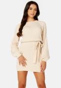 BUBBLEROOM Amira knitted short dress Light beige 3XL