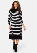 VILA Stripi Funnelneck Knit Dress Black Stripes:CLOUD XS