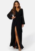 Goddiva Long Sleeve Chiffon Dress Black XXS (UK6)