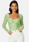 BUBBLEROOM Melandra mesh bustier top Green / Floral XS