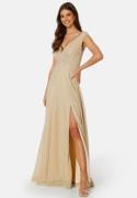 Goddiva Glitter Wrap Maxi Dress Light Gold S (UK10)