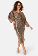 Goddiva Curve Seaquin Cowl Neck Midi Dress Champagne 44 (UK16)