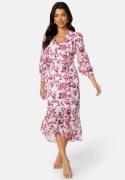 Happy Holly Danessa midi Puff Sleeve Dress Pink / Patterned 48/50