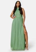 Goddiva Tie Neck Maxi Dress With Split Dusty Sage L (UK14)