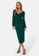 BUBBLEROOM Rudina puff sleeve midi dress Dark green XS