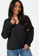 Pieces Pcjabby LS V-Neck top Black S