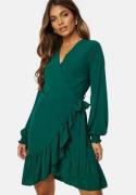 John Zack Frilly Wrap Mini Dress Forest Green XXL (UK18)