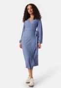 BUBBLEROOM Pleated Wrap Midi Dress Dusty blue M