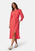 Pieces Pcsui 3/4 Sleeve Midi Dress Orange/White S