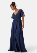 Goddiva Flutter Chiffon Maxi Dress Navy S (UK10)