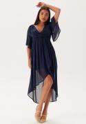 Bubbleroom Occasion Butterfly Sleeve High-Low Dress Dark blue 38