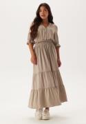 Happy Holly Frill Neck Tiered Maxi Dress Nougat 52/54