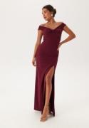 Bubbleroom Occasion Twist Off Shoulder Gown Wine-red M