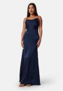 Bubbleroom Occasion Waterfall Satin Gown Dark blue 34