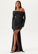 Bubbleroom Occasion Asymmetric Off Shoulder Soft Gown Black L