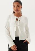 BUBBLEROOM Rib Bow Cardigan Offwhite S