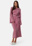 BUBBLEROOM Pleated Tie Midi Dress Pink XS