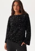 VILA Vifaith Boat Neck L/S SEQUIN T Black Beauty Detail:black Beau XS