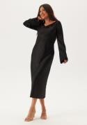 BUBBLEROOM Waterfall Midi Satin Dress Black 38