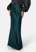 Bubbleroom Occasion Straight Satin Maxi Skirt Dark green  M