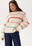 Pieces Pcnavine Ls O-neck Knit Cloud Dancer Stripes:tago+scha M