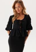 BUBBLEROOM Structure Flounce Top Black L