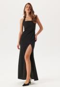 John Zack Halter Neck Maxi Dress With Split Black M (UK12)