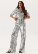 BUBBLEROOM Sequin Short Sleeve Top Silver XS