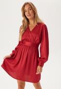 BUBBLEROOM Wrap L/S Structured Dress Red XS