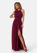 AngelEye High Neck Maxi Dress With Split Burgundy XL (UK16)