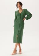 BUBBLEROOM Structure Button Midi Dress Green XL