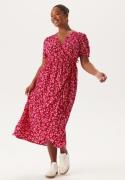 Happy Holly Evie Puff Sleeve Midi Wrap Dress Red/Patterned 44/46