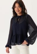 Happy Holly Peplum Dobby Dot Blouse Dark blue 36/38