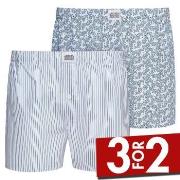 Jockey 2P Woven Boxer Shorts Blå/Hvit bomull Medium Herre