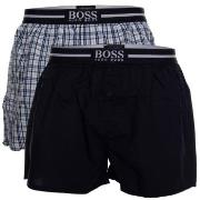 BOSS 2P Woven Boxer Shorts With Fly Mørkblå bomull Medium Herre