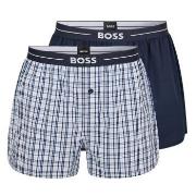 BOSS 2P Woven Boxer Shorts With Fly Mørkblå bomull XX-Large Herre